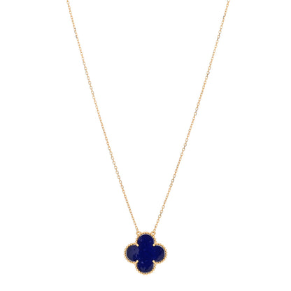 Van Cleef & Arpels 18K Yellow Gold Blue Sevres Porcelain Magic Alhambra Vendome Necklace 1 of 5