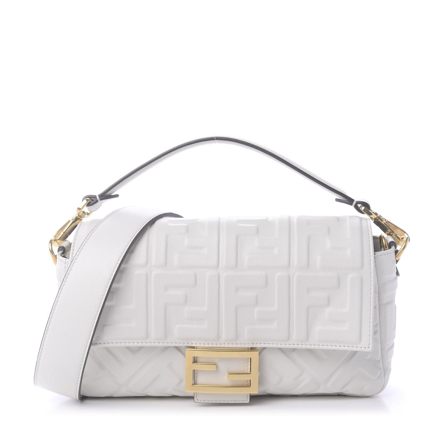 Nappa FF 1974 Embossed Baguette White