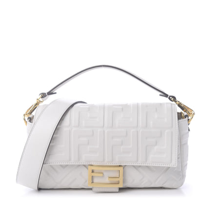 Fendi Nappa FF 1974 Embossed Baguette White 1 of 9