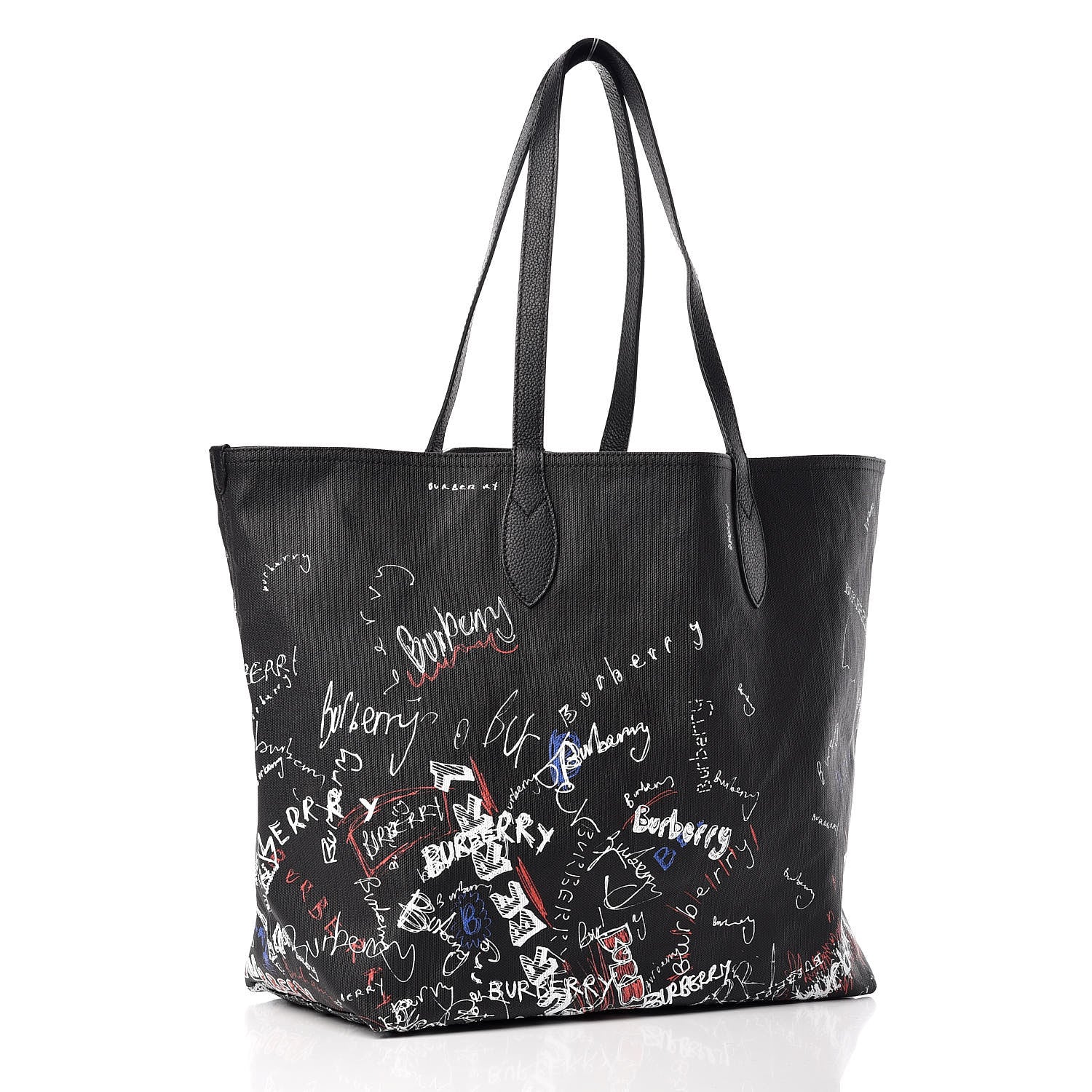 Burberry Coated Canvas Mega Check Sketchbook Medium Reversible Doodle Tote Black 4 of 13