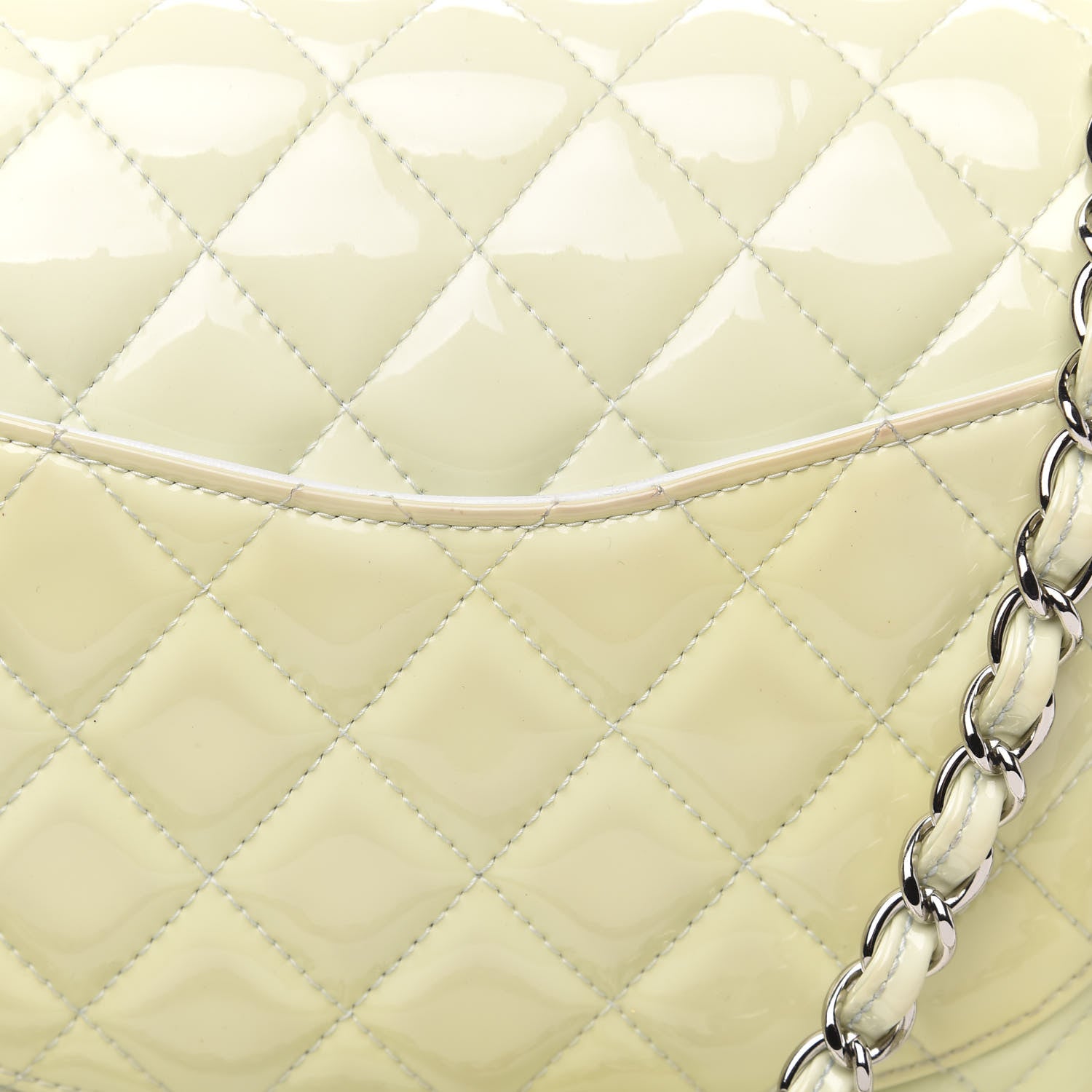 Chanel Patent Quilted Medium Double Flap Dark White 12 of 14