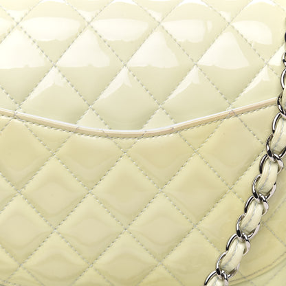 Chanel Patent Quilted Medium Double Flap Dark White 12 of 14