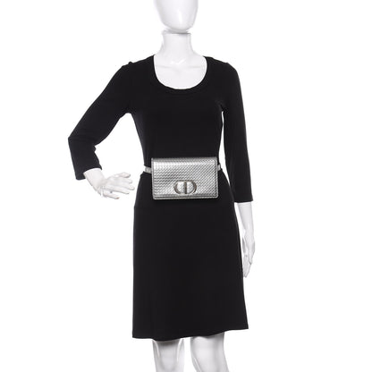 Christian Dior Metallic Patent Micro-Cannage 30 Montaigne 2 in 1 Pouch Silver 3 of 9
