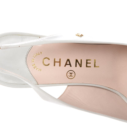 Chanel Lambskin CC Slingback Heels 38 Light Green 7 of 12