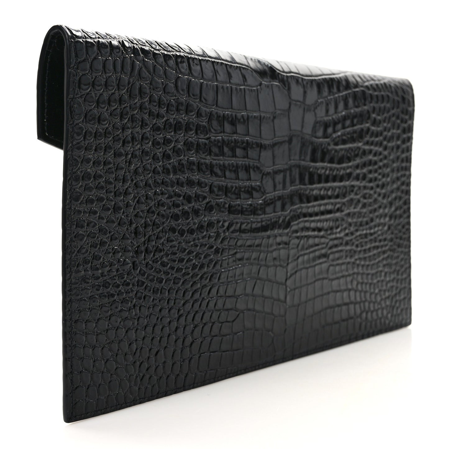 Calfskin Crocodile Embossed Uptown Monogram Pouch Black