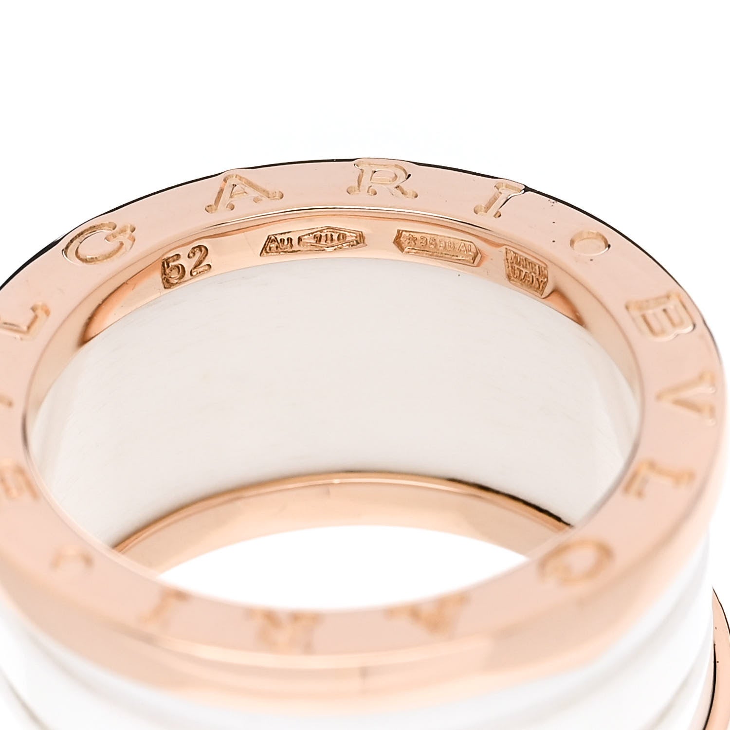 Bulgari 18K Rose Gold White Ceramic B.Zero1 Four-Band Ring 52 6 4 of 5