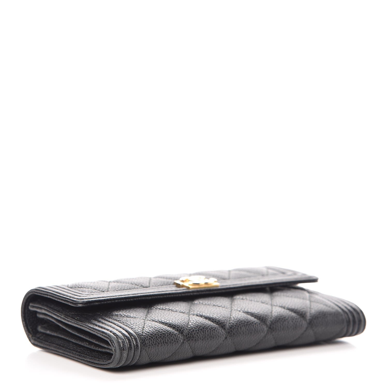 Chanel Caviar Quilted Large Boy Gusset Flap Wallet Black 4 of 11