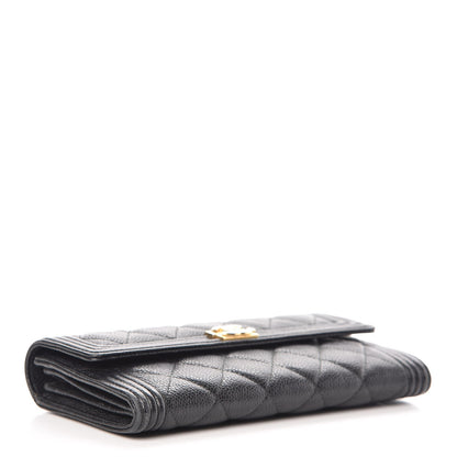 Chanel Caviar Quilted Large Boy Gusset Flap Wallet Black 4 of 11