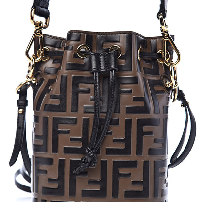 Fendi Vitello Liberty F is Fendi Bi-Color FF 1974 Embossed Mini Mon Tresor Bucket Bag Maya Black 12 of 12