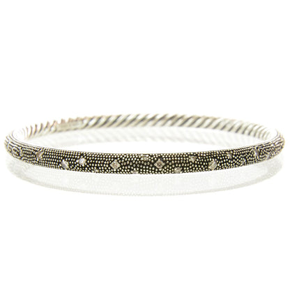 David Yurman Sterling Silver Diamond 4mm Midnight Melange Bangle Bracelet 3 of 6