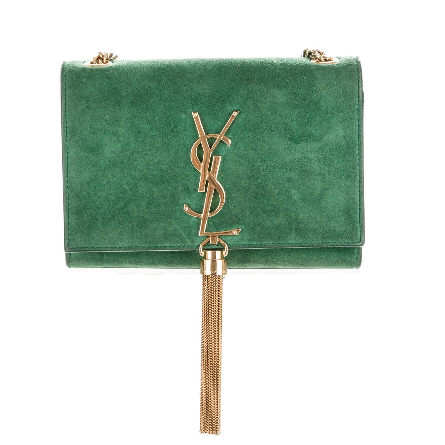 Saint Laurent Suede Small Classic Monogram Kate Tassel Satchel Green 1 of 4