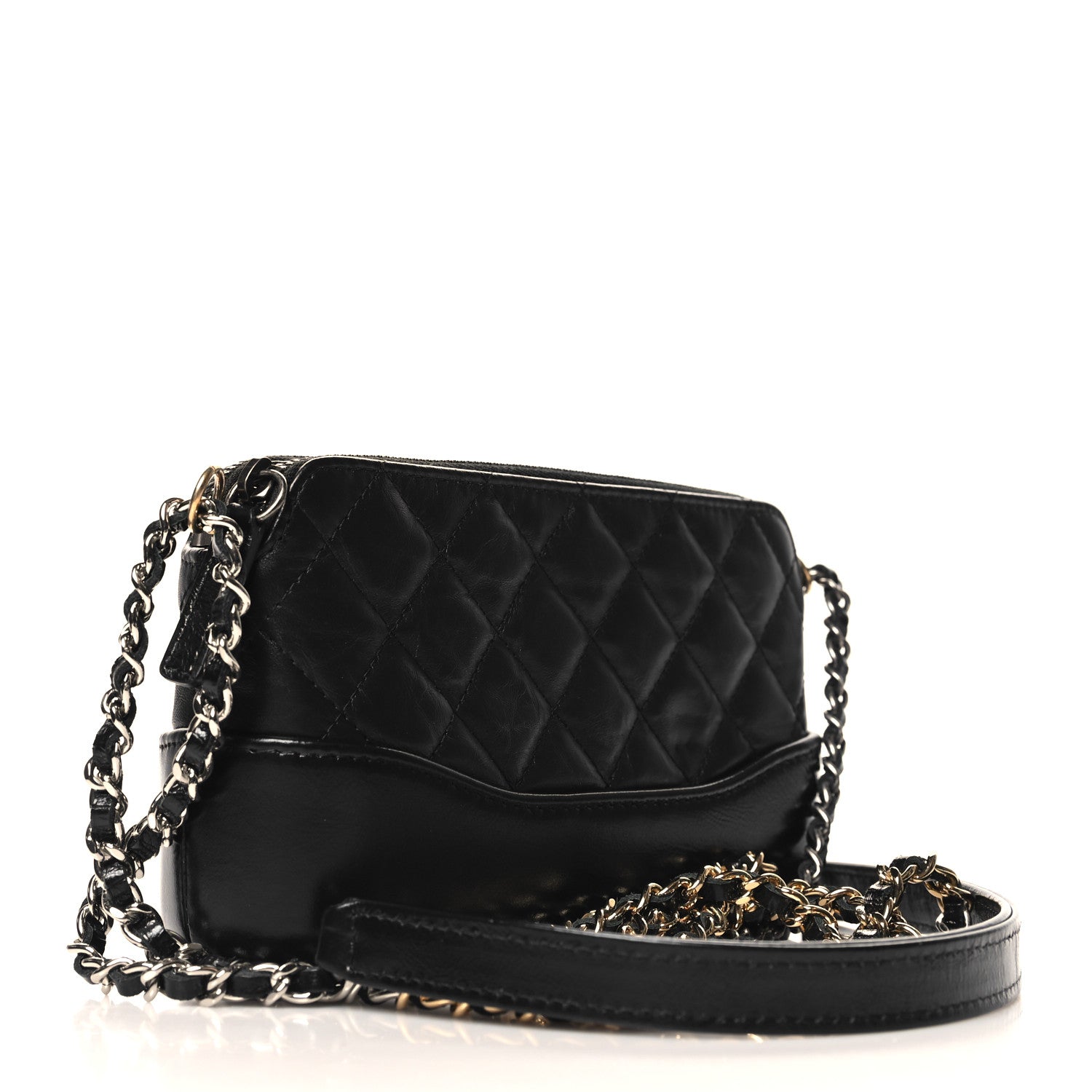 Chanel Aged Calfskin Quilted Small Gabrielle Clutch With Chain Black 3 of 14