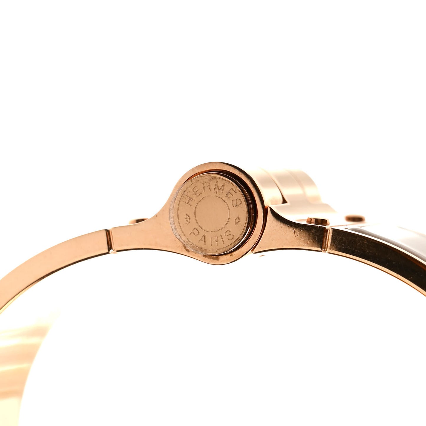 Enamel Wide Charniere Uni Hinged Bracelet S Beige Rose