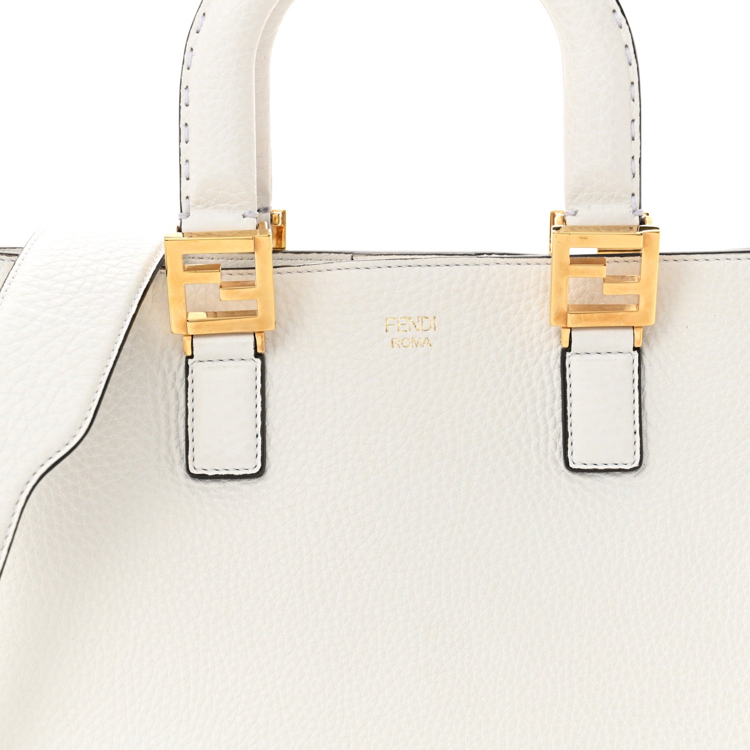 Fendi Cuoio Romano Selleria Small FF Tote White Ice 7 of 11