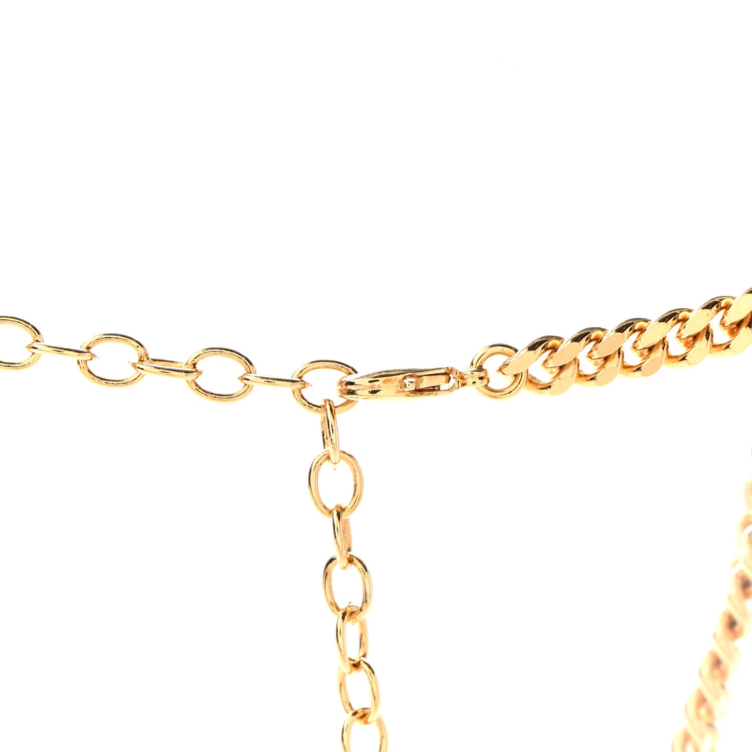 Christian Dior Crystal Logo Chain Necklace Gold 4 of 5