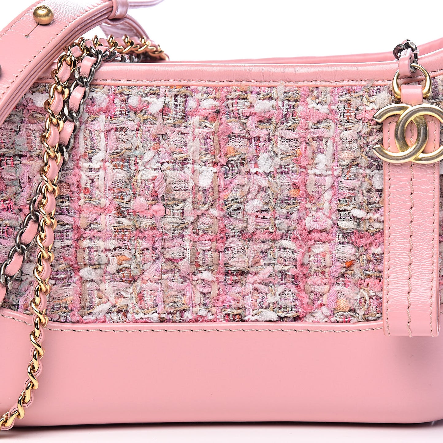 Tweed Calfskin Small Gabrielle Hobo Light Pink