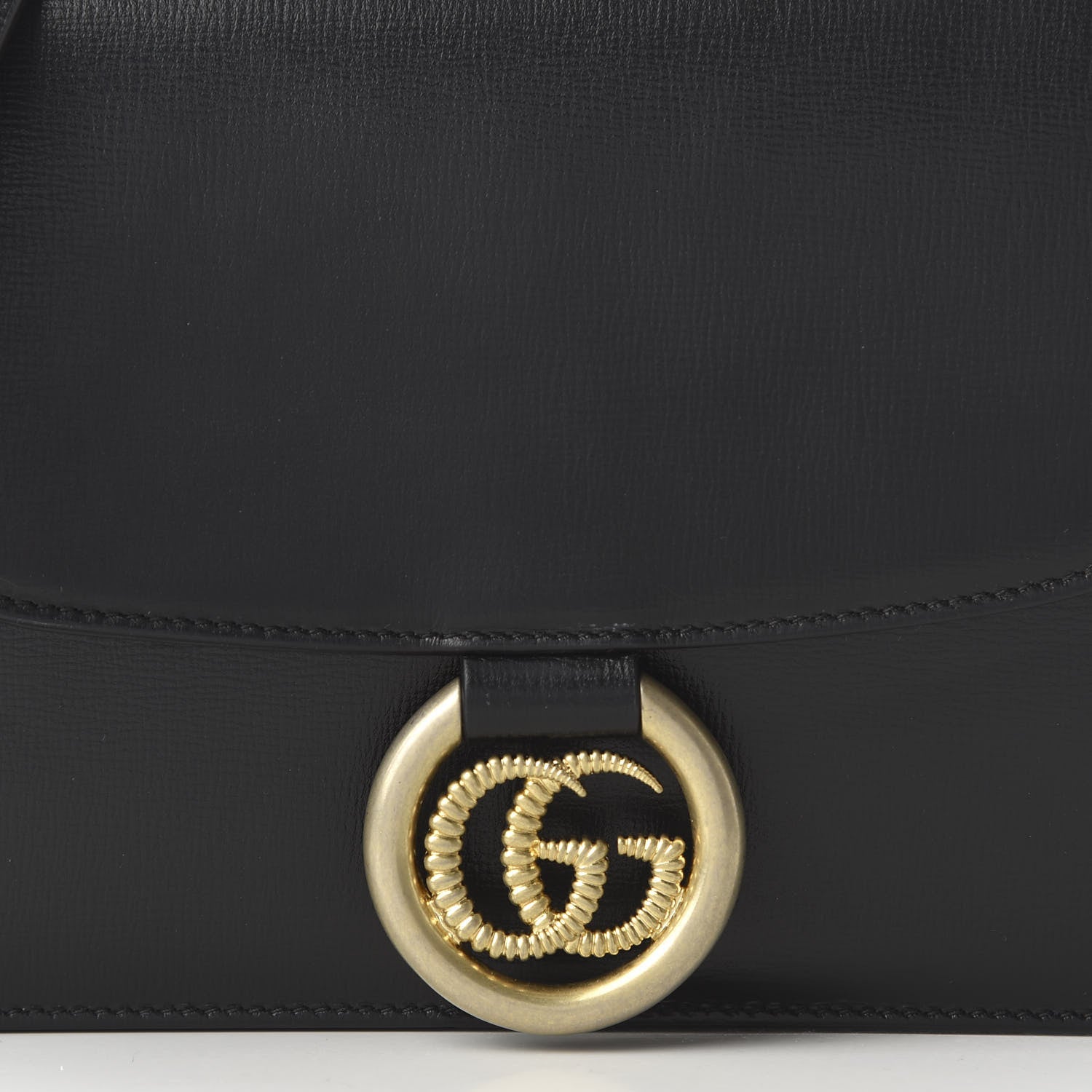 Gucci Textured Calfskin Small Torchon GG Ring Shoulder Bag Black 10 of 10