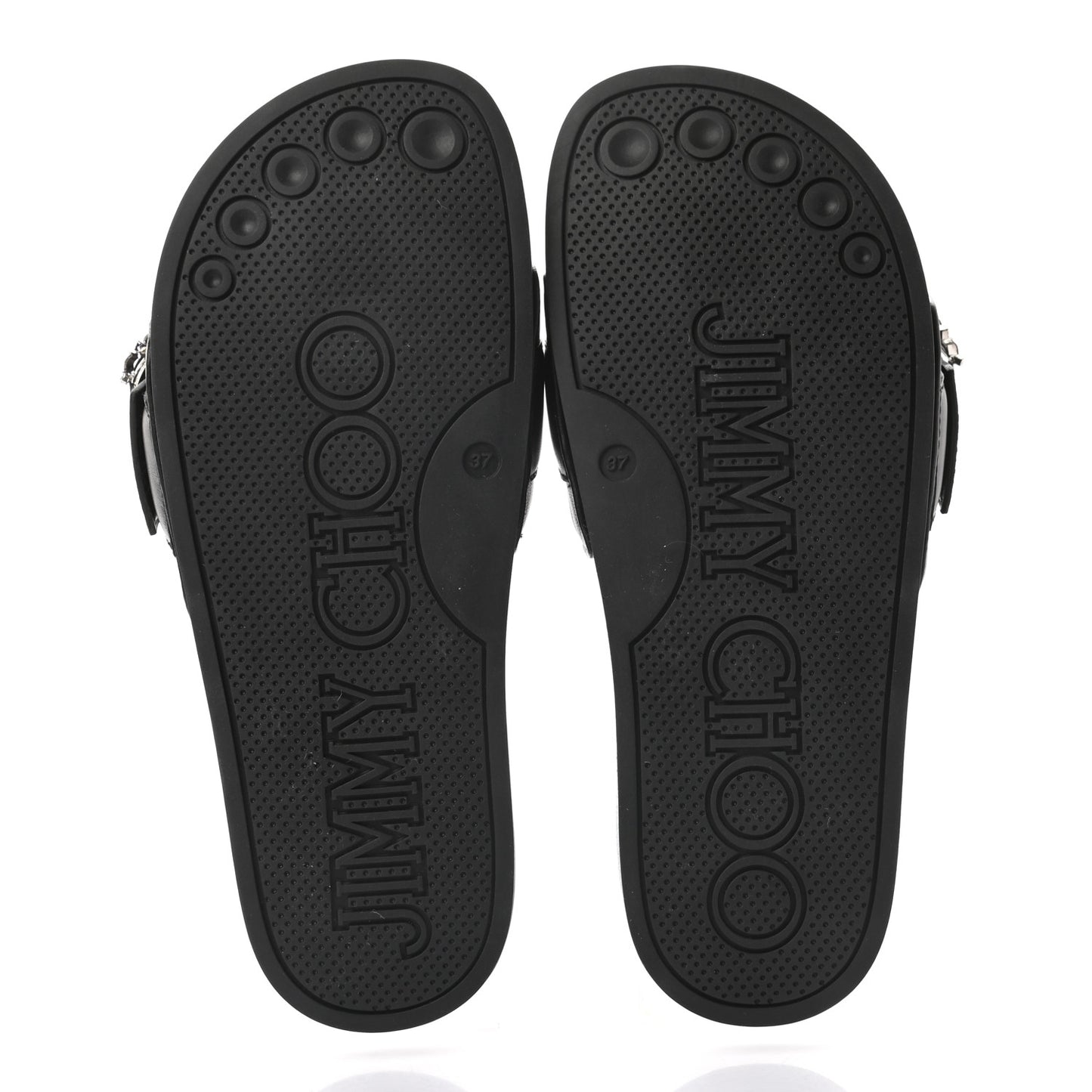 Crystal Nappa Fallon Slide Sandals 37 Black