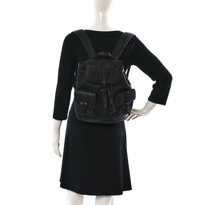 Gucci Calfskin Jumbo GG Embossed Small Backpack Black 2 of 9