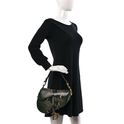 Christian Dior Snakeskin Saddle Bag Green 2 of 8