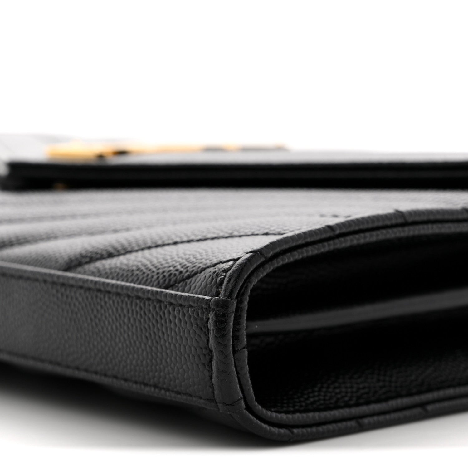 Saint Laurent Grain De Poudre Matelasse Chevron Monogram Chain Wallet Black 11 of 11