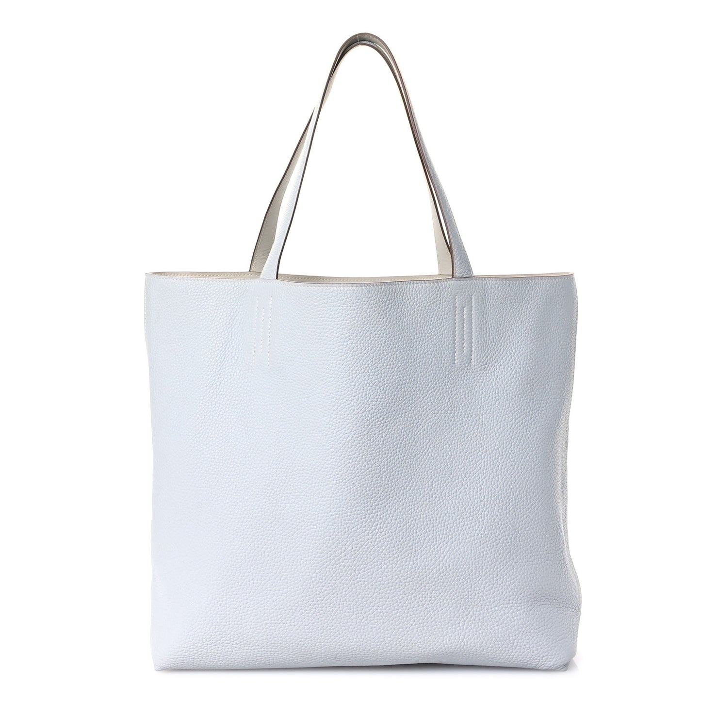 Veau Sikkim Taurillon Clemence Double Sens 36 Reversible Tote Bleu Pale Gris Perle