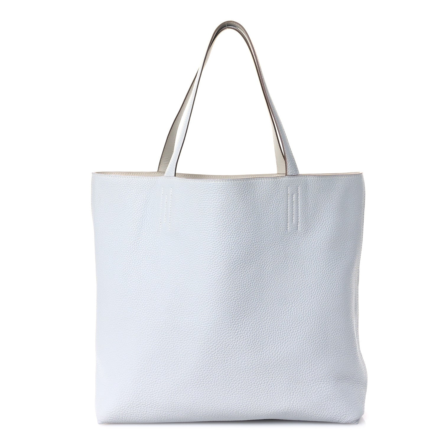 Hermes Veau Sikkim Taurillon Clemence Double Sens 36 Reversible Tote Bleu Pale Gris Perle 3 of 17