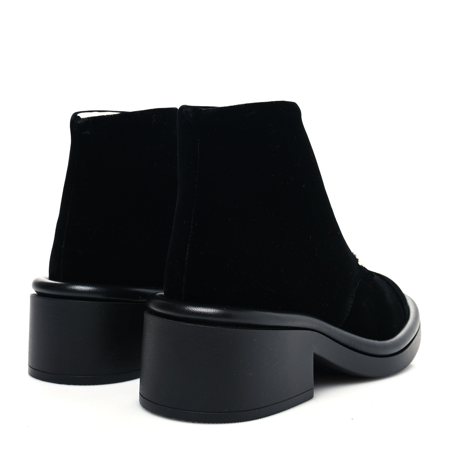 Chanel Velvet Crystal CC Lace Up Combat Boots 35 Black 4 of 8