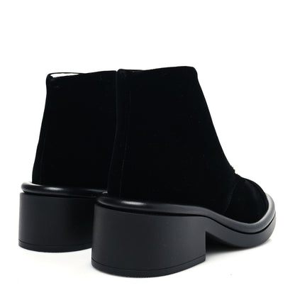 Chanel Velvet Crystal CC Lace Up Combat Boots 35 Black 4 of 8