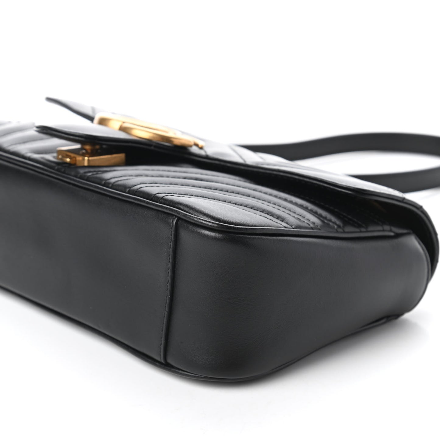 Calfskin Matelasse Small GG Marmont Shoulder Bag Black
