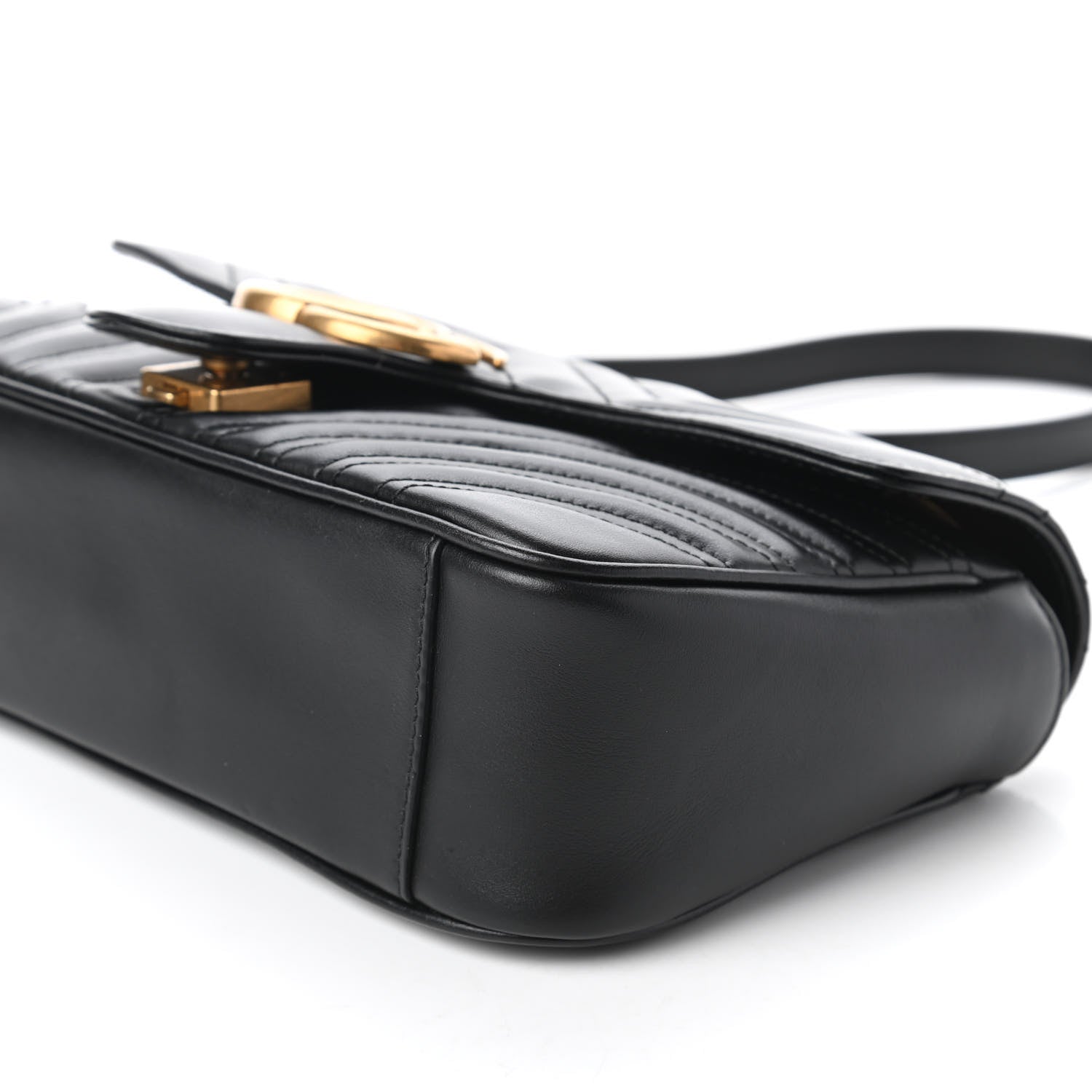 Gucci Calfskin Matelasse Small GG Marmont Shoulder Bag Black 7 of 10