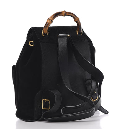 Gucci Suede Bamboo Backpack Black 2 of 14