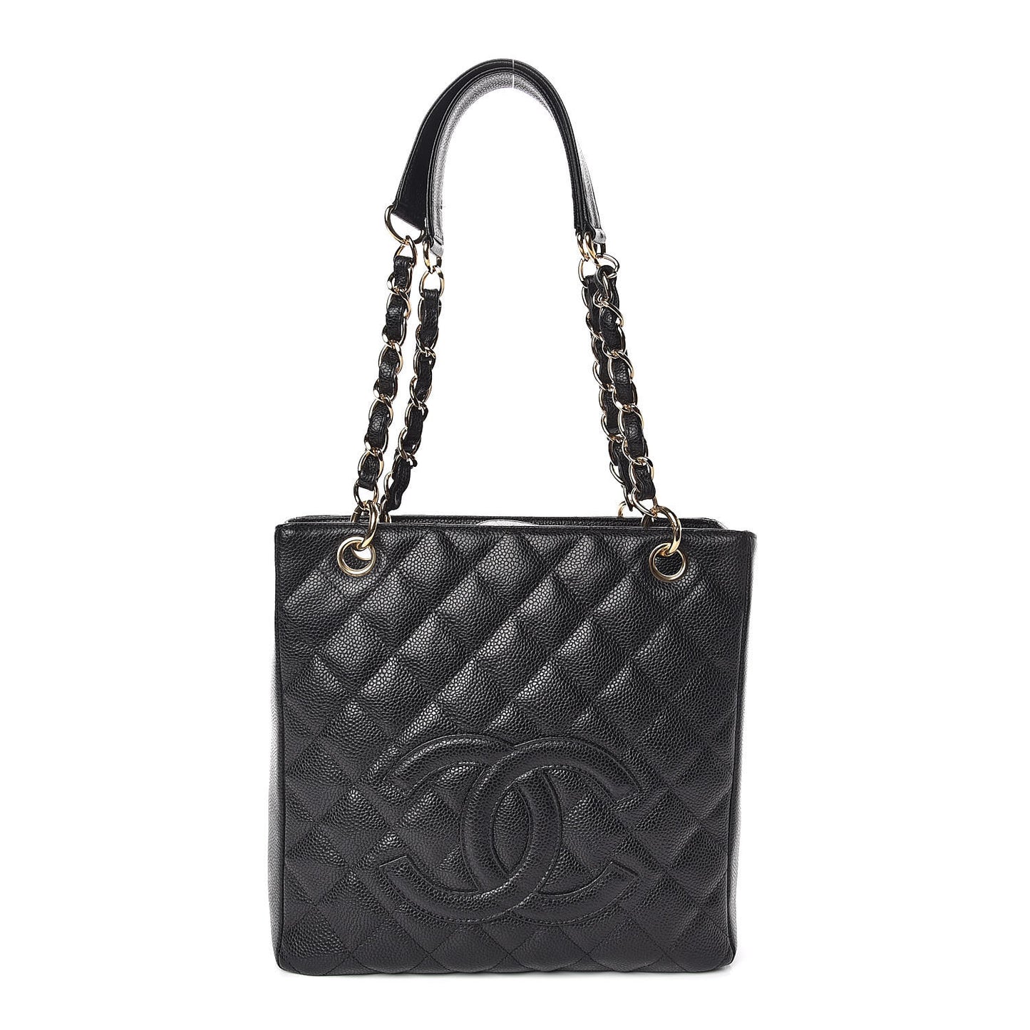 Caviar Quilted Petit Shopping Tote PST Black