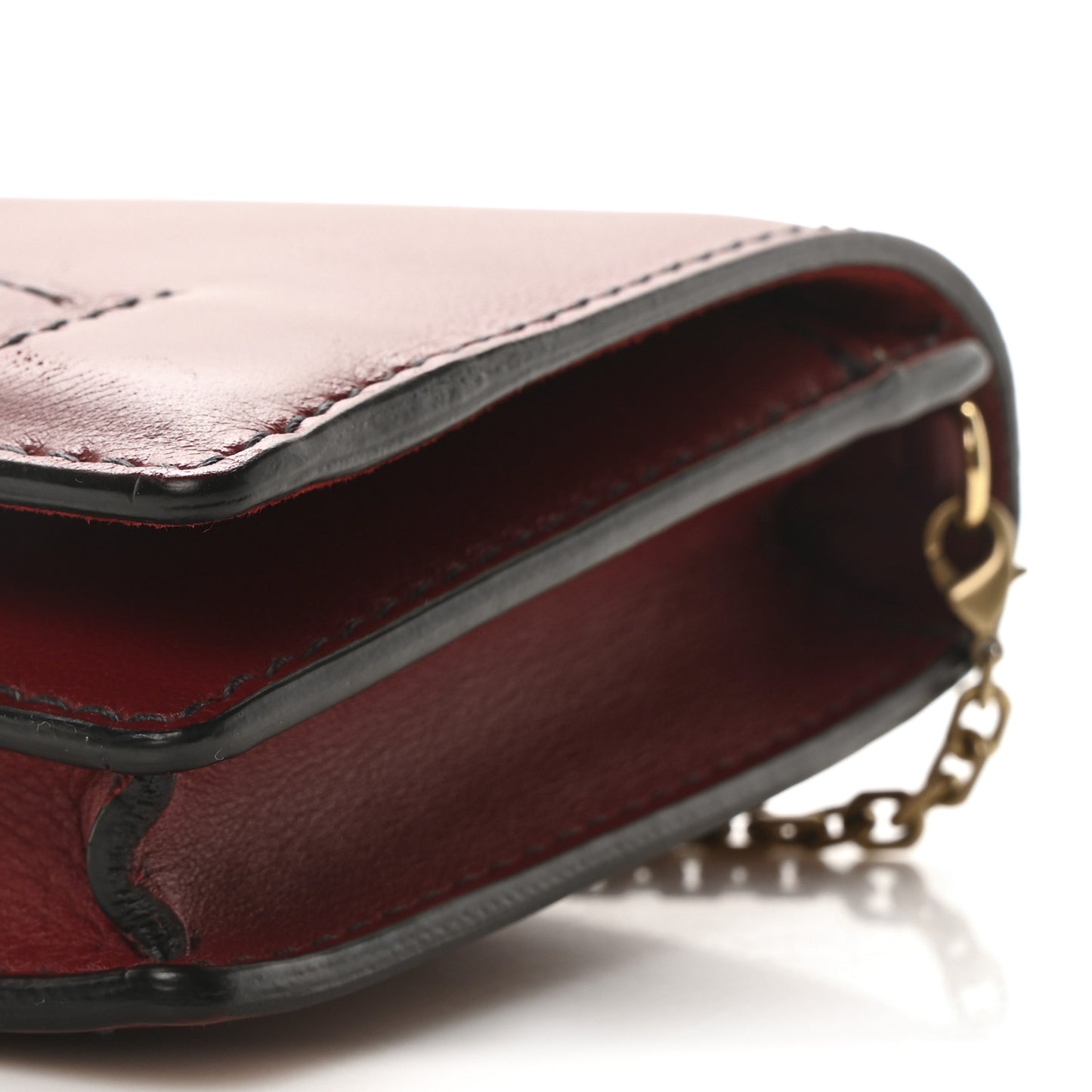 Calfskin J'Adior Wallet on Chain Pouch Red
