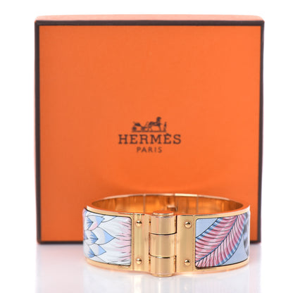 Hermes Enamel Printed Wide Charniere Savana Dance Hinged Bracelet S Arts And Crafts 5 of 5