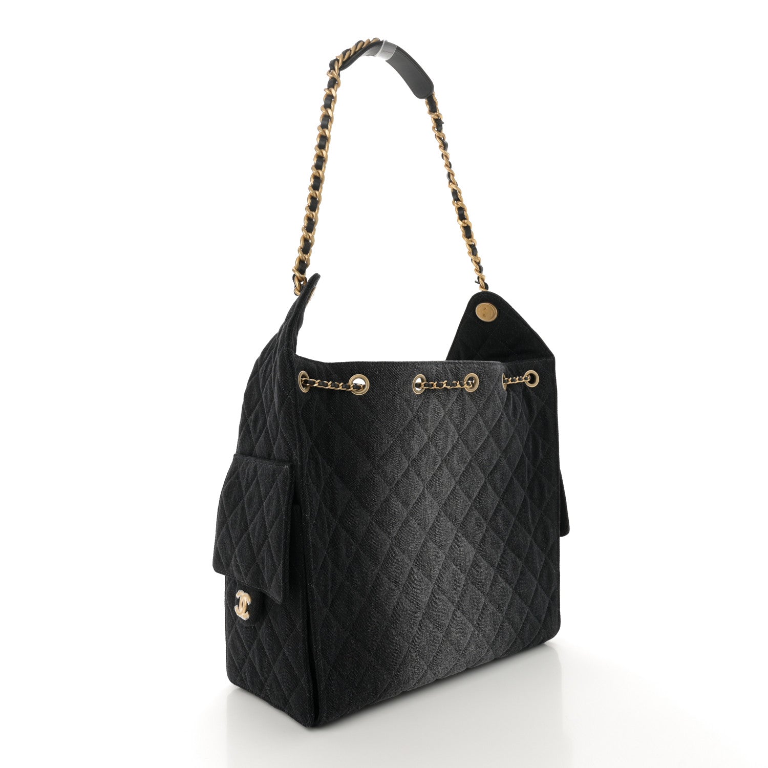 Chanel Washed Denim Quilted Medium Chanel 25 Handbag Black 4 of 11