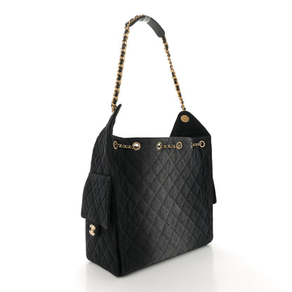 Chanel Washed Denim Quilted Medium Chanel 25 Handbag Black 4 of 11