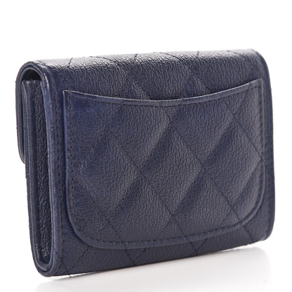 Chanel Letter Calfskin Embossed Quilted Card Holder Dark Blue 3 of 8