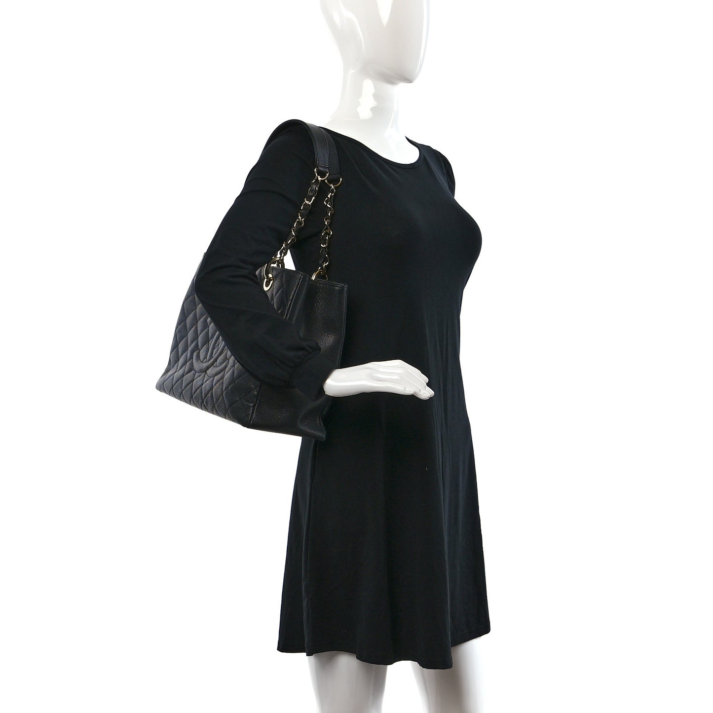 Caviar Quilted Grand Shopping Tote GST Black
