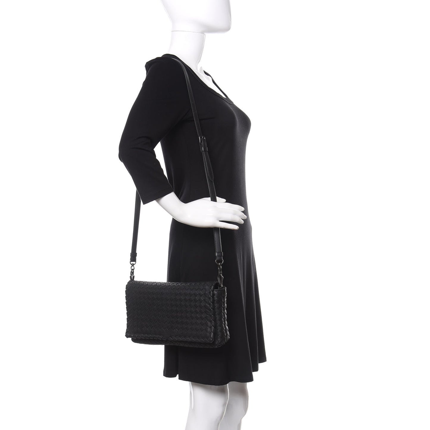 Nappa Intrecciato Dahlia Clutch Crossbody Black