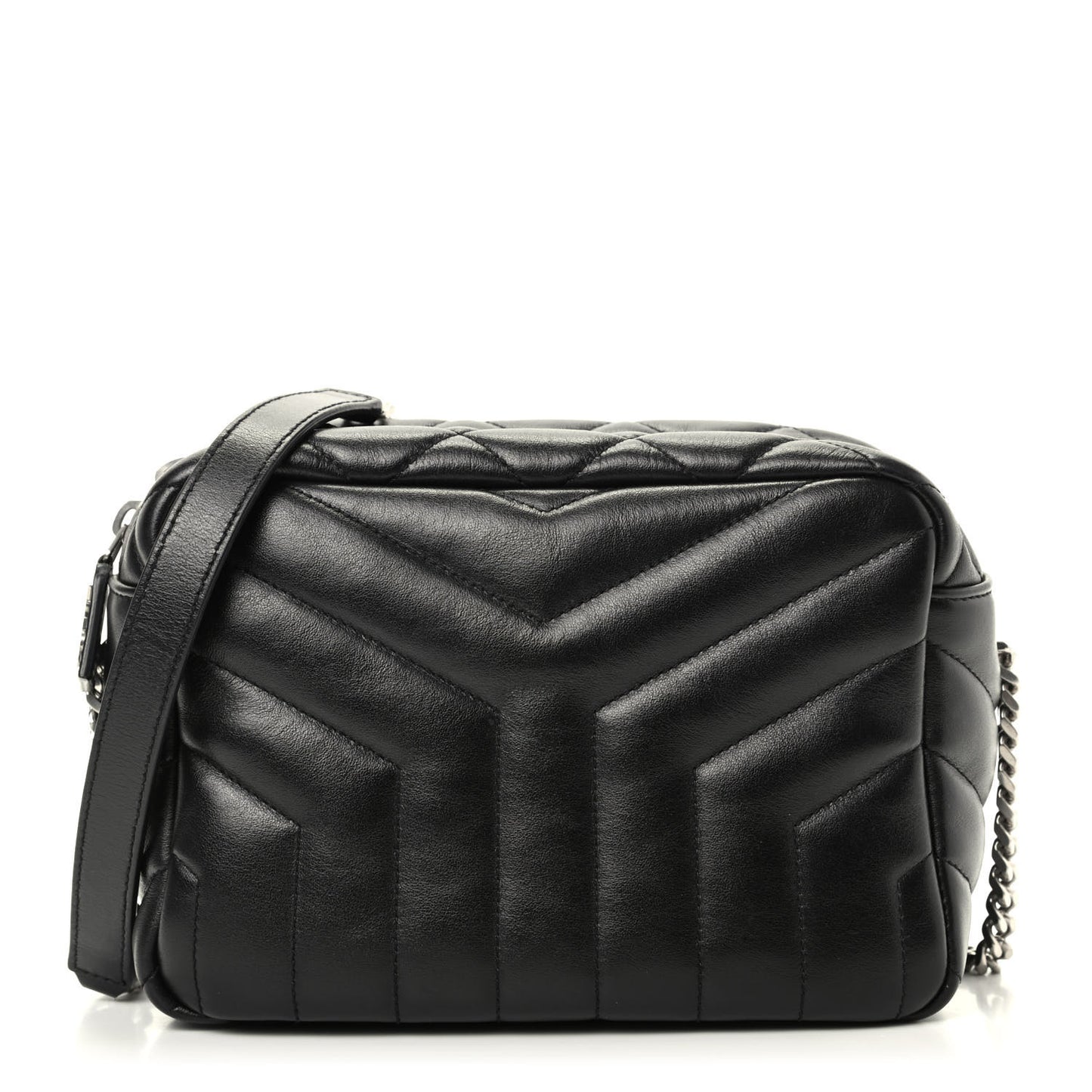 Calfskin Y Quilted Monogram Small Loulou Bowling Bag Black