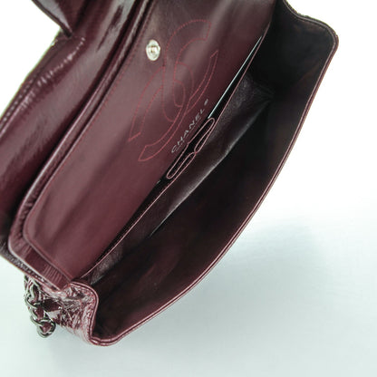 Chanel Distressed Patent Quilted Medium Double Flap Bordeaux 5 of 8