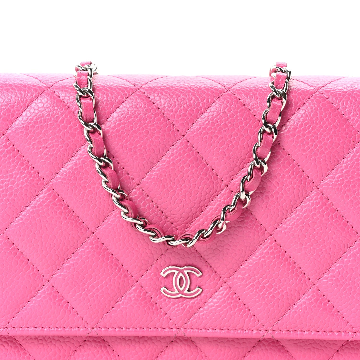 Chanel Caviar Quilted Wallet on Chain WOC Pink 8 of 10