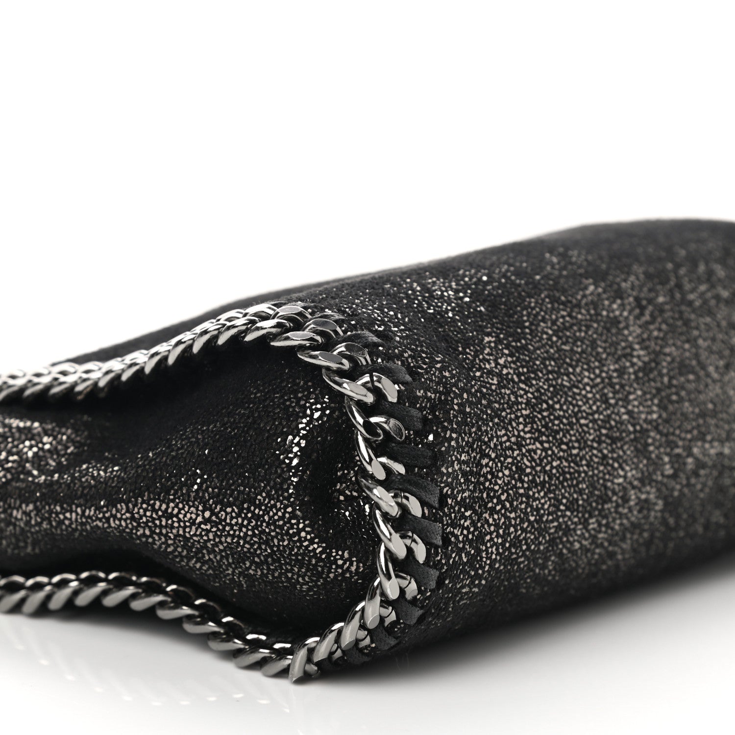 Stella McCartney Chamois Shiny Dotted Tiny Falabella Fold Over Tote Ruthenium 9 of 11