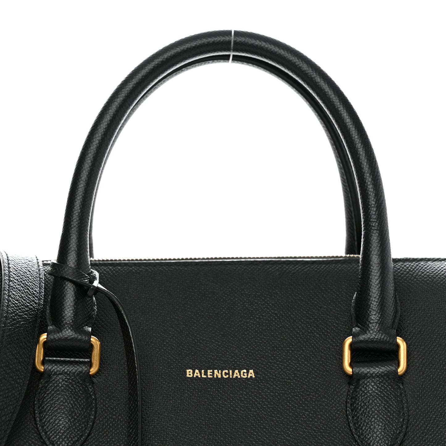 Grained Calfskin Medium Ville Bowling Bag Black