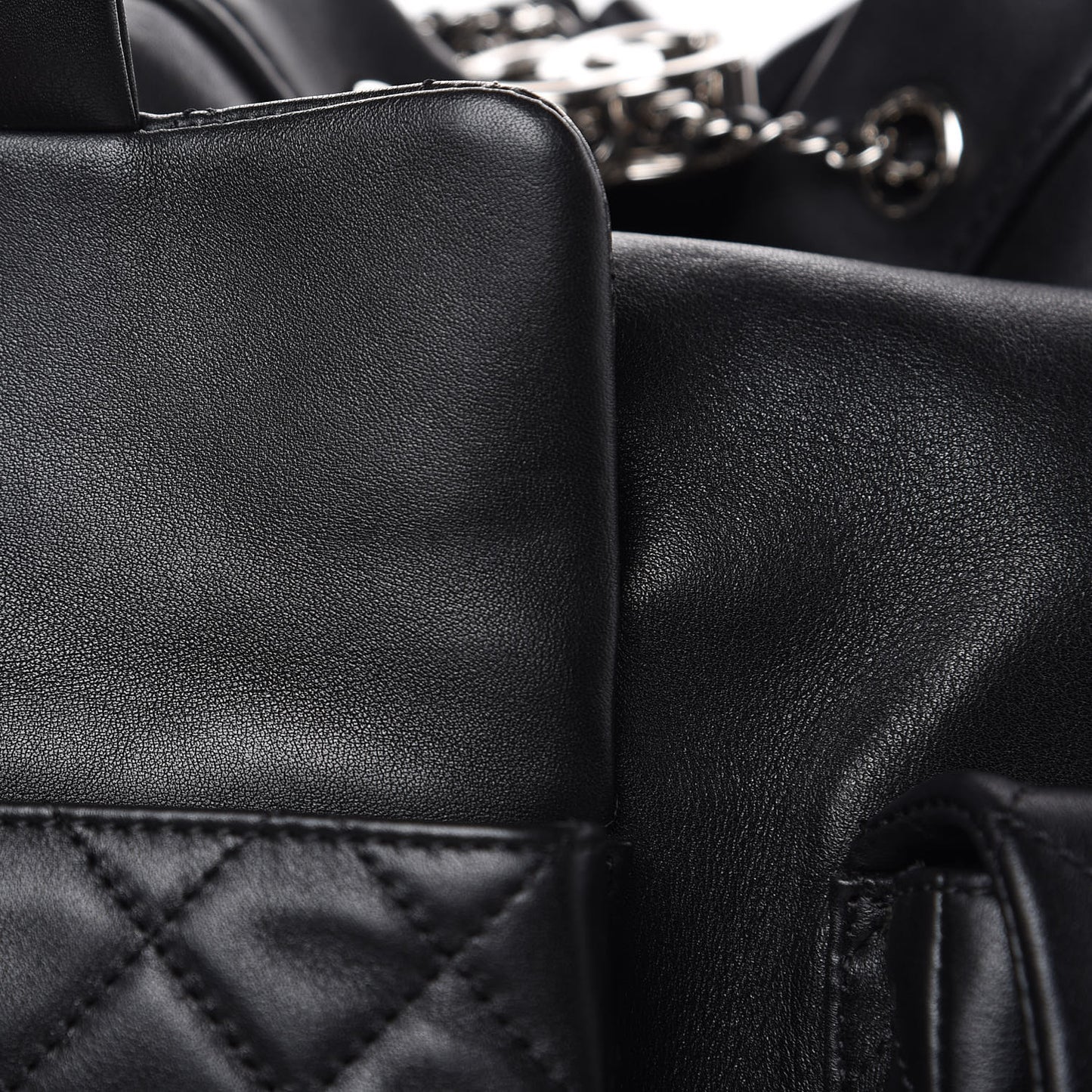 Lambskin Quilted Backpack Pocket Black