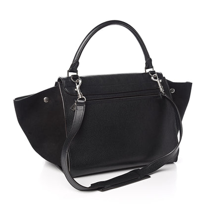 Celine Drummed Calfskin Suede Medium Trapeze Black 3 of 9
