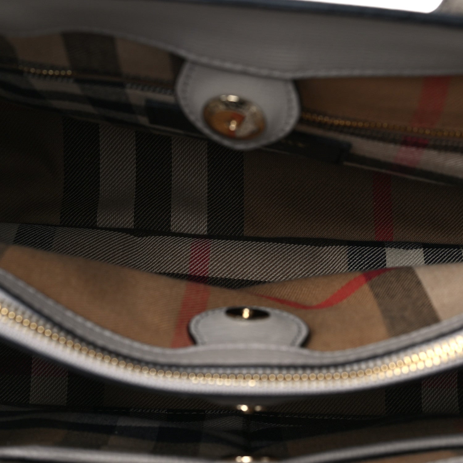 Burberry Grainy Calfskin Perforated Medium Broguing Banner Tote Grey 5 of 6