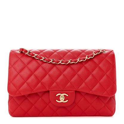 Chanel Caviar Quilted Jumbo Double Flap Red 1 of 10