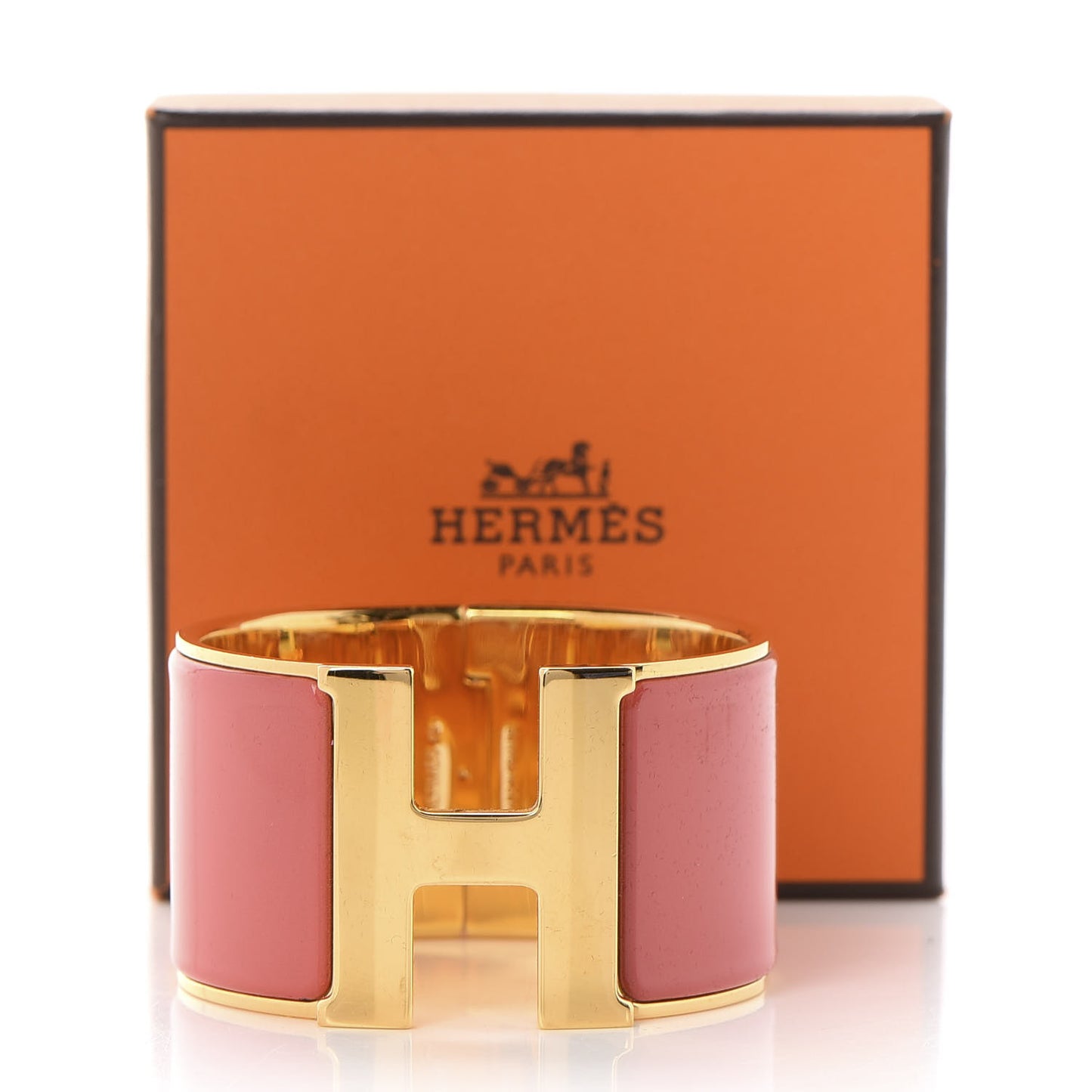 Enamel Extra Wide Clic Clac H Bracelet PM Rouge Corail
